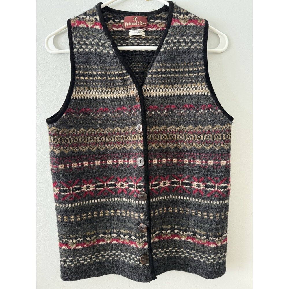 Vintage Redwood & Ross 100% Wool Sweater Vest Size Small‎ - Picture 2 of 7